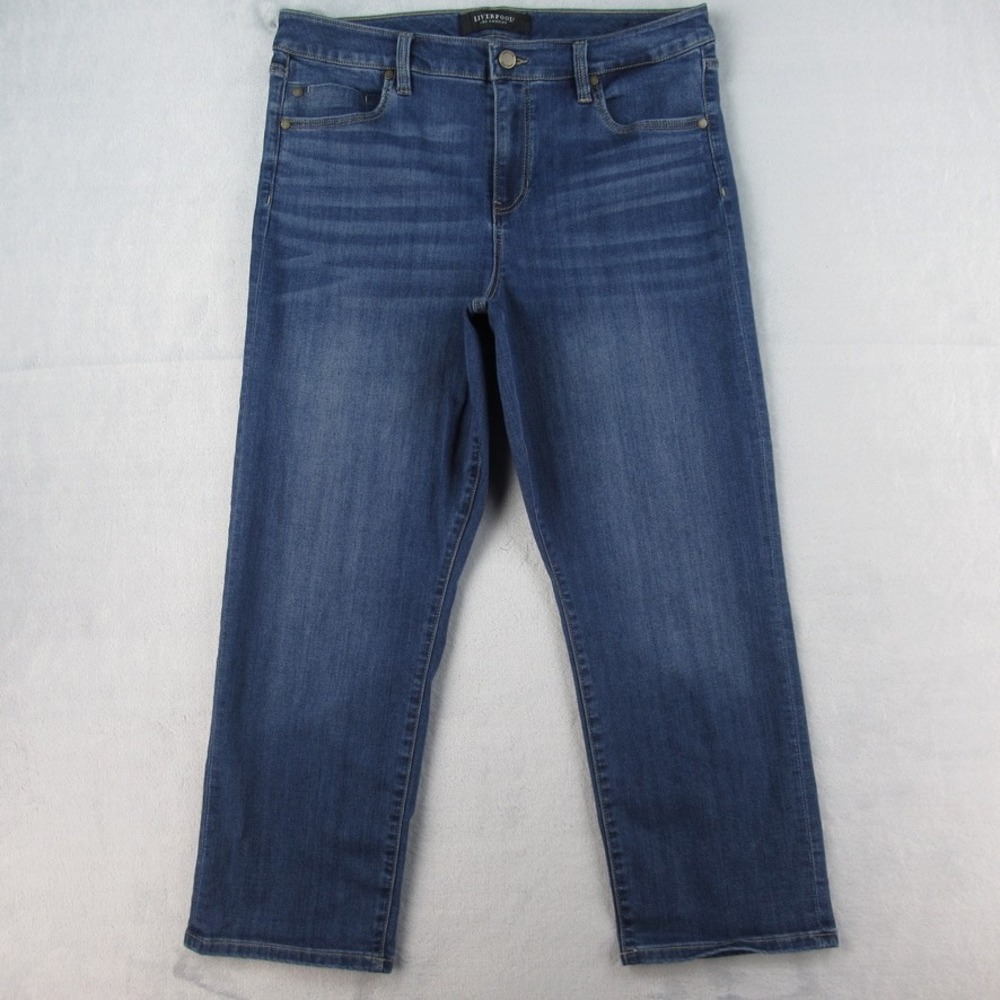 Liverpool Los Angeles Hillsboro Dark Wash Cropped Jeans Womens 14/32 23828